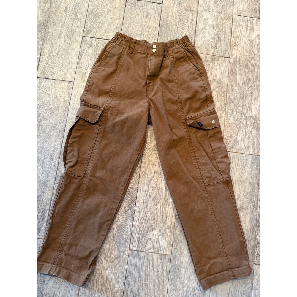 Vans Cargo Pants Small Boys Brown Canvas Elastic Waist‎ Skate Youth Skateboard